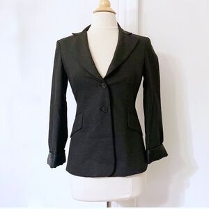 BCBGMaxAzria Womens Heather Black Long Sleeve Single Breasted Blazer Jacket XS